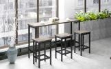 Counter Height Extra Long Dining Table Set with 3 Stools Pub Kitchen Set Side Table with Footrest